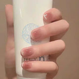 Popxstar  10Pcs Short Handmade Cat‘s Eye Press on Nails Ballet Full Cover French Design Coffin Cute Fake Nail Manicure Wearable Nail Tips