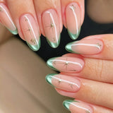 Popxstar 24pcs Romantic Y2k Star Press On Nails Gradient Blue French Style Gold Moon Designs Fake Nail Sweet Almond False Nails For Women