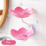 Popxstar  Creative Lotus Flower Soap Box 2 Tier Serving Tray Utensil Holders Suction Wall Tray Floral Soap Dish Shelf Holders Soap Holder
