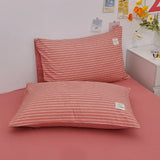 Popxstar Simple Striped Bedding Set, AB Contrasting Color Duvet Cover, 2 Pillowcases, Single, Double, King Twill, Full Sizes, 3 Pieces