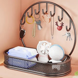 Large Capacity Key Storage Organizer Space-saving Modern Iron Entryway Storage Rack with Hooks Bathroom Storage Tray
