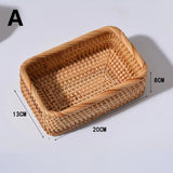 Popxstar burr basket idea Rectangular Rattan Storage Baskets Handmade Woven Nesting Wicker Baskets for Decor Fruit Tray and Snack Storage Box