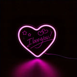 Popxstar  Heart-shaped LED Neon Sign, USB-powered Decorative Wall Lamp, Suitable for Wall and Tabletop Decoration, for Use in Bedrooms, C