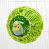 Imitation Rattan Weave Spherical Bird Nest Breathable Wear-resistant Woven Bird Nest Bite Resistant Wooden Base