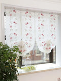 Popxstar Red flower Half-Curtain Mini for Bedroom Kitchen Door Drape Cafe Window Panel Sheer Tulle Curtain 1 Pcs