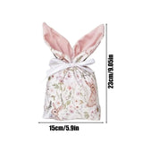 Popxstar  10pcs Easter Candy Bags with Drawstring Bunny Ear Design Goody Favor Treat Pouches for Party Birthday Celebration Egg Hunt
