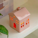 Popxstar  Ceramic Hollow House Candle Holders Cozy Candlesticks for Candles Home Dining Table Wedding Art Decorations Candle Holders Gifts