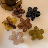 Popxstar Women's Laser Mermaid Princess Flower Shaped 8cm/3.15in Large-Size Brown Beige Lightweight Plastic Hair Clips Fashionable And