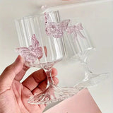 Popxstar Three-dimensional Butterfly Wine Glass Simple Round Glass Cup Creative Handmade Glass Wine Glasses  Champagne Cocktail Cup Gift