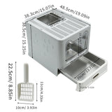 Large Stainless Steel Cat Litter Box Front Entry and Top Exit Toilet Box with Lid Scoop Pet Litter Tray for Kittens Easy Cleaning