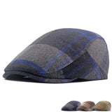 Popxstar Men's and Women's Classic Plaid Beret Warm Octagonal Cap Casual Street Painter Hat Retro Newsboy Cap Hundred with Forward Cap