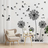 Popxstar Black Dandelion Wall Stickers Butterflies On The Wall Living Room Bedroom Glass Window Decoration Mural Art Home Decor Decals