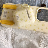 Popxstar  Korea Cute Full Yellow Flower Gloss Soft Protection Case For Apple AirPods 1 2 3 4 Pro 2 Cover Shockproof Funda With Keychain