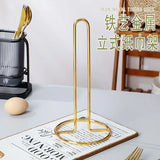 Popxstar Northern European Ins Gold Wrought Iron Tissue Holder Napkin  Stand Desktop Storage Rack Dining Table Kitchen  Roll