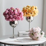 Popxstar 27 Heads Rose Pink Peony Artificial Flowers Silk Bouquet Roses Fake Flower for Table Vase Arrange Home Wedding Decoration Flower