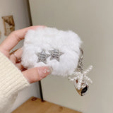 Popxstar  DIY Star Soft Plush Headphone Case For Airpods 1 2 3 Pro Silicone Protective Cover For AirPods Pro 2 With Pearl Love Pendant
