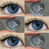 Popxstar 1 Pair Halloween Contact Lenses Beauty Eye Color Lenses Cosplay Pupils Myopia Lens with Prescription Natural Blue Lens