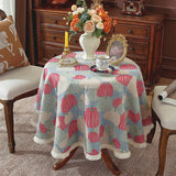 Home Decoration Round Tablecloth Pastoral Floral Jacquard Thickened Table Cloth with Tasseles Party Kitchen Dining Table Cover