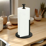 Popxstar  Stainless Vertical Tissue Holder Kitchen Roll Holder With Weighted Base Bathroom Roll Paper Storage Rack Countertop Organizer