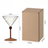 Popxstar  Retro Colorful Polka Dots Glass Cup Transparent Cocktail Glasses High Footed Cocktail Champagne Glasses Home Bar Party Drinkware