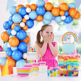 Popxstar 93pcs Blue Orange Balloon Garland Arch Kit for Baby Baptism Shower Birthday Wedding Bachelor Party Decoration