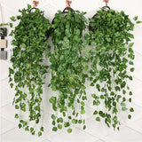 Popxstar 90CM Artificial Green Plant Hanging Ivy Leaf Seaweed Radish Artificial Flower Grapevine Home Garden Wall Fence Party Decoration
