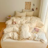 Popxstar  Class bed new cream wind solid color bed sheet four-piece set student quilt cover four-piece set household