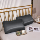 Popxstar Luxury Imitation Silk Elastic Band Pillow Cover Solid Comfortable Smooth Satin Pillowcase Queen High End King Size Pillow Cases