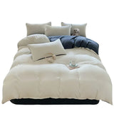 Solid Color Brushed Four Piece Set Home Textile Bedding Three Piece Set Autumn Short Plush Bed Sheets, Duvet Covers, Pillowcases