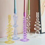 Popxstar Glass Candle Holders Nordic Decor Taper Candle Holder Candlesticks for Home Wedding Room Decoration Party Vase Home Decor