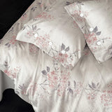 100% Cotton Yarn-dyed Jacquard Luxury Bedding Set Flowers Pattern Button Duvet Cover Flat/Fitted Bed Sheet Pillowcases 4Pcs