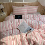 Single Double Exquisite Stripe 1Duvet cover+2Pillowcases 100%Cotton Experience Hotel-Like Comfort with Unparalleled Softness
