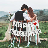 Popxstar White Just Married Vintage Paper Garland Marry Me Letter Banner Wedding Photo Props Bunting For Bridal Shower Party Chair Decor