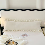 Popxstar Length Sleeping Pillowcase with Ruffle Winter Couple Double Fleece Flannel Warmth Big Size Pillow Covers Home Bedding 45*180cm