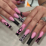 Popxstar 24Pcs Pure White French Press on Nails Long Square Head False Nails with Pearl Pink Bow Design Ballet Wearable Fake Nails
