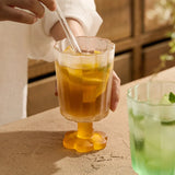 Popxstar  225ml French Style Drinkware Glass Cup Petal Wine Glass Household Short Footed Cocktail Ice Cream Cup Dopamine Drinking Utensils