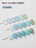 popxstar 12ML Gel Polish Kit- Mint Mambo Collection, Milky Blue & Frosted Ice, 2025 Viral Nail Art Supplies for Summer Vacations