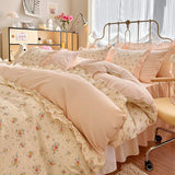Popxstar room inspo ideas 3pcs 100% Cotton Duvet Cover Set (1*Duvet Cover + 2*Pillowcase, Without Core), Korean lace Bedding Set, Soft Comfortable