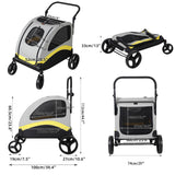 Dog Stroller for 2 Dogs Pet Jogger Wagon Travel Carriage with Zipper Divider and 4 Wheels Foldable Rolling Pet Carrier Cart Pram