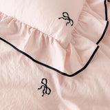 Popxstar Cute Embroidered Bedding Set Including A Quilt Cover and Pillowcases 4pcs Set of Korean Girls' Bedding Bedroom Decoration