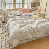 Double-Sided Design Summer Quilt Print Soft Comforter Lightweight Washable King Size Blanket for Bedroom Air Conditioner Quilt