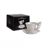 Popxstar  Home French Conch Mug Coffee Shop Matte Ceramic Coffee Cups Retro Relief Shell with Cup Plate Set Mate Pair Cup Gift Tea Cup