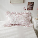 1 Piece Brief Pillowcase Ruffle Design Pillow Cover Floral Printed Princess Pillow Case