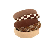 Popxstar Fashion Vintage Elastic Hair Band Lattice Print Sponge Headband Womens Girl Wide Side Hairband Hair Hoop Female Hair Accessories