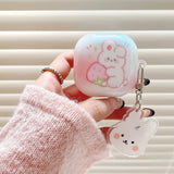 Popxstar  Rose Red Marble Pattern 3D Love Heart Cute Bear Pendant Earphone Accessories Case For Galaxy Buds Pro 2 Live Protection Cover