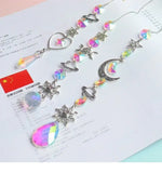 Popxstar Crystal Wind Chime Moon Sun Catcher Diamond Prisms Pendant Gift of Good Luck Outdoor Rainbow Hanging Drop Home Garden Decor