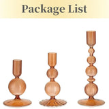 Popxstar 3Pcs Glass Candlestick Holders Glass Taper Candle Holders Groovy Wavy Elegant Candle Stick for Home Party Decoration
