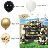 Popxstar Black and Gold Balloons Garland Arch Kit with Starburst Foil Balloons for Wedding Birthday Family Party Decorations Supplies
