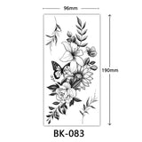 Popxstar Black Flower Tattoo Stickers for Hand Arm Waterproof Temporary Tattoos for Women Butterfly Fake Tattoo Sleeve Tatoos Girls