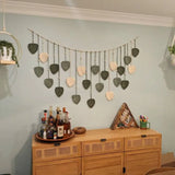 Popxstar 1 Pc Green Leaves Garland, Macrame Wall Art, Above Bed Decor, Boho Home Decor, Mid Century Modern, Living Room Wall Decor, Plant